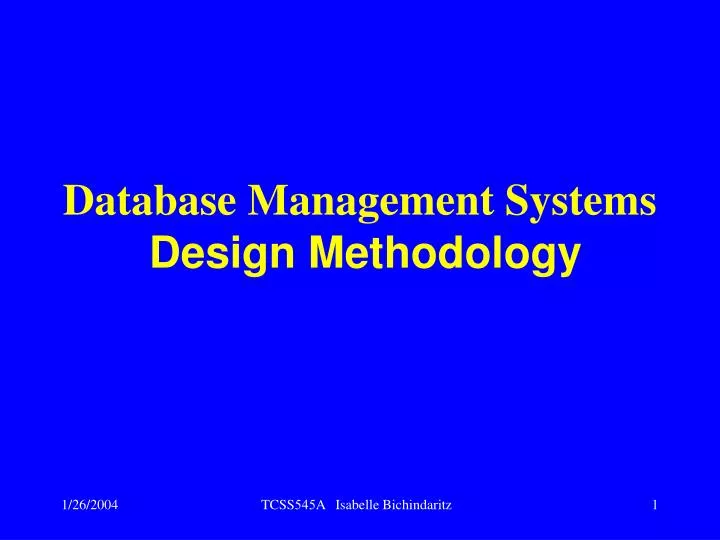 database management systems design methodology