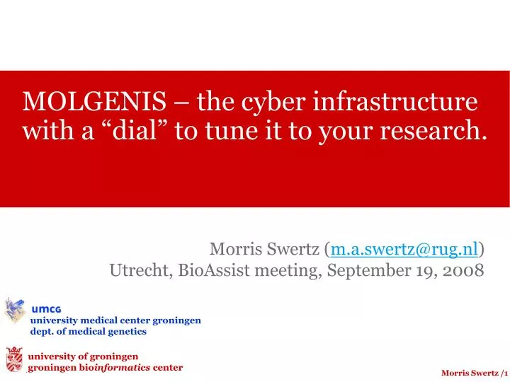 molgenis the cyber infrastructure with a dial to tune it to your research