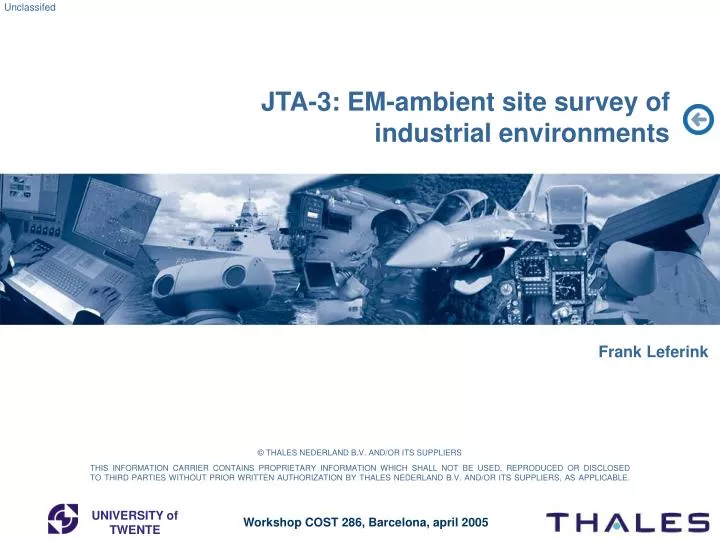 jta 3 em ambient site survey of industrial environments