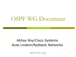 OSPF WG Document