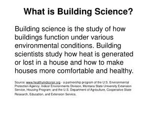 What is Building Science?