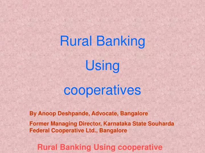 rural banking using cooperatives