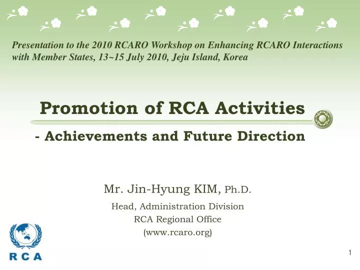 mr jin hyung kim ph d head administration division rca regional office www rcaro org
