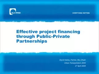 Effective project financing through Public-Private Partnerships