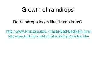 Growth of raindrops