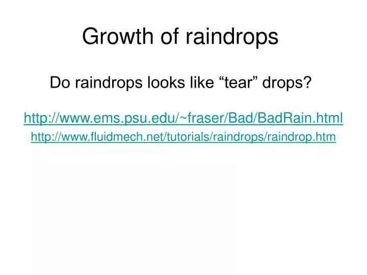growth of raindrops