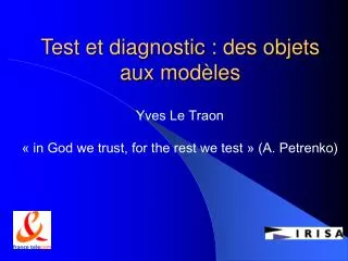 test et diagnostic des objets aux mod les