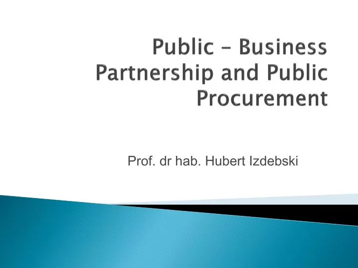 public business partnership and public procurement