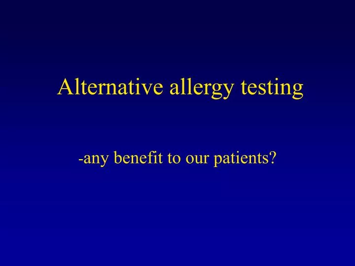alternative allergy testing
