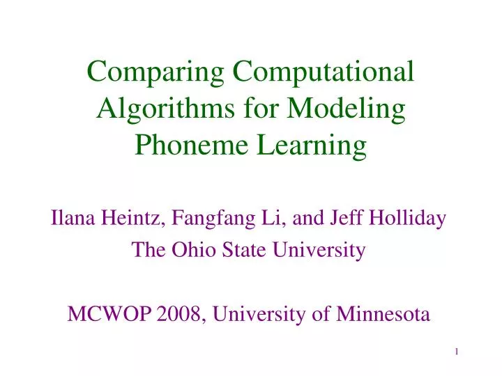 comparing computational algorithms for modeling phoneme learning