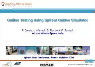Galileo Testing using Spirent Galileo Simulator
