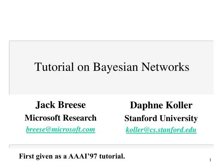 tutorial on bayesian networks