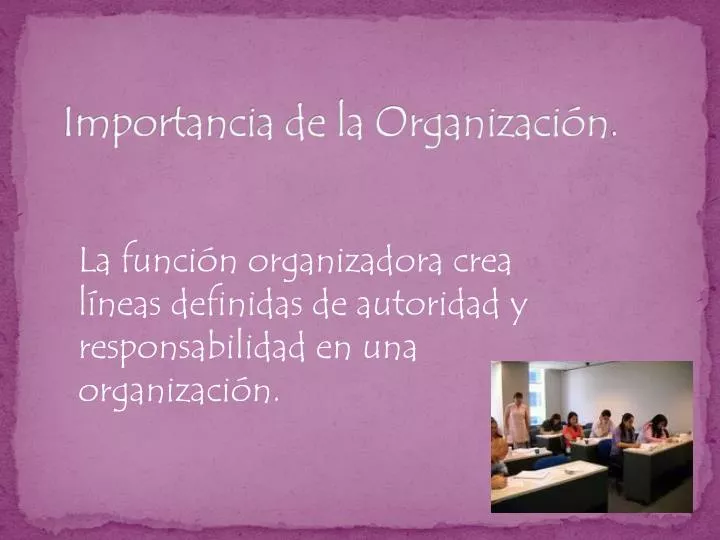 importancia de la organizaci n