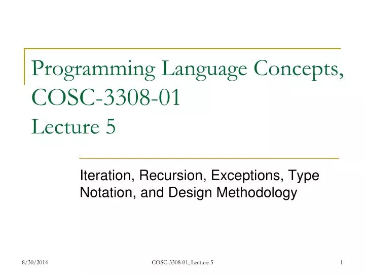 programming language concepts cosc 3308 01 lecture 5