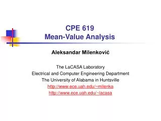 CPE 619 Mean-Value Analysis