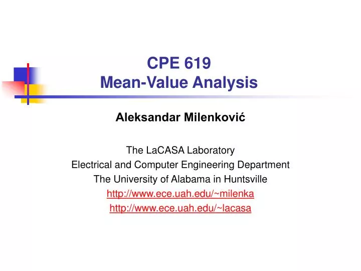 cpe 619 mean value analysis