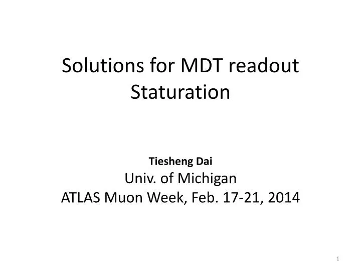 solutions for mdt readout staturation