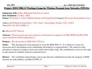 Project: IEEE P802.15 Working Group for Wireless Personal Area Networks (WPANs)