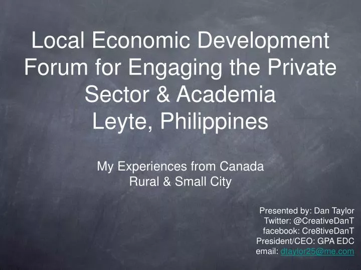 local economic development forum for engaging the private sector academia leyte philippines