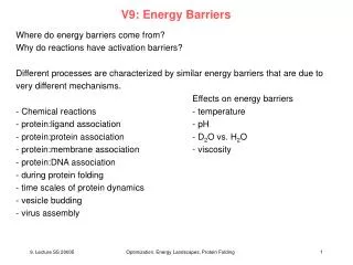 V9: Energy Barriers