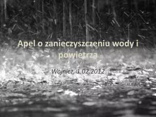 apel o zanieczyszczeniu wody i powietrza
