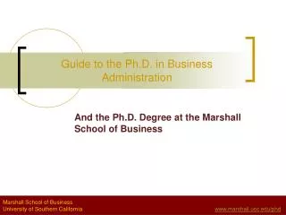 Guide to the Ph.D. in Business Administration