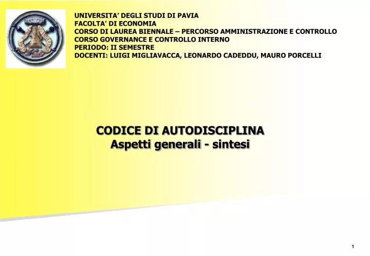 codice di autodisciplina aspetti generali sintesi