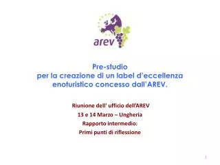 pre studio per la creazione di un label d eccellenza enoturistico concesso dall arev