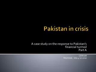 Pakistan in crisis