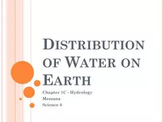 Distribution of Water on Earth