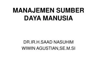 manajemen sumber daya manusia
