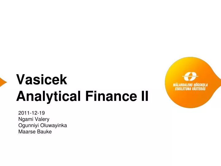 vasicek analytical finance ii