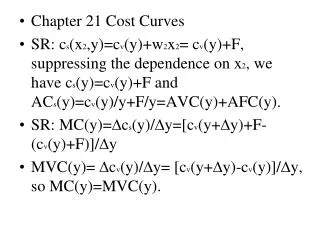 Chapter 21 Cost Curves