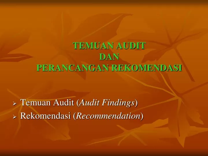 temuan audit dan perancangan rekomendasi