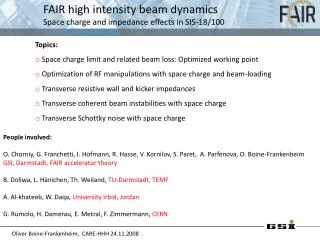 FAIR high intensity beam dynamics Space charge and impedance effects in SIS-18/100