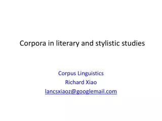 Corpora in literary and stylistic studies