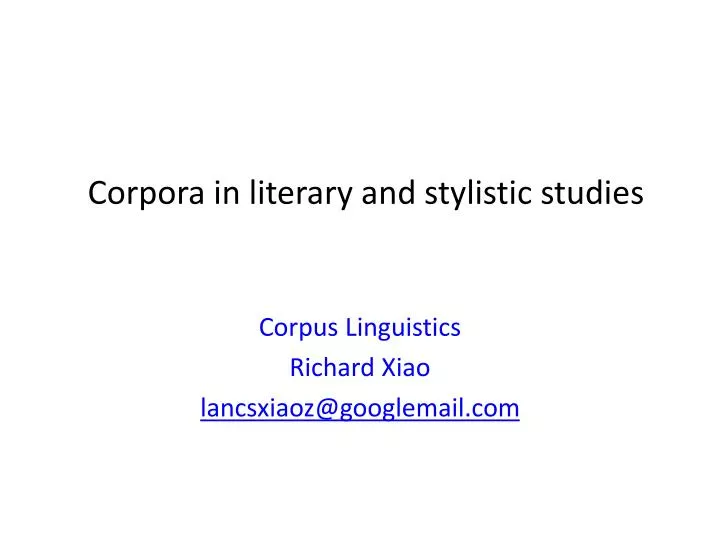 corpora in literary and stylistic studies