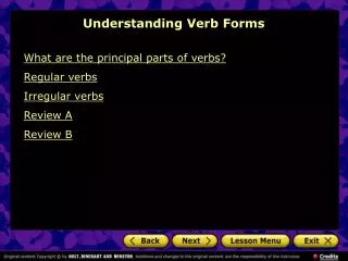 Understanding Verb Forms
