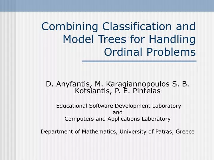 combining classification and model trees for handling ordinal problems