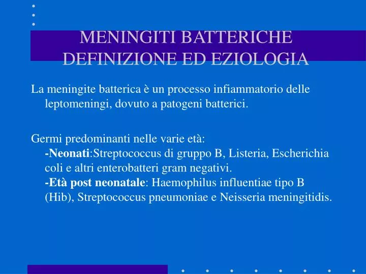 meningiti batteriche definizione ed eziologia