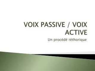 VOIX PASSIVE / VOIX ACTIVE