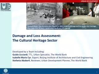 Damage and Loss Assessment: The Cultural Heritage Sector Developed by a Team including:
