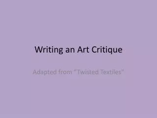Writing an Art Critique