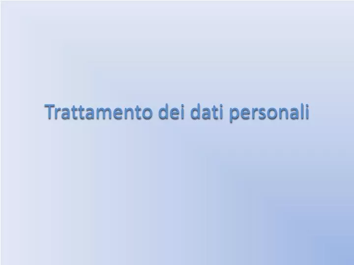 trattamento dei dati personali