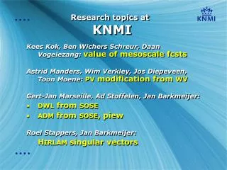 Research topics at KNMI
