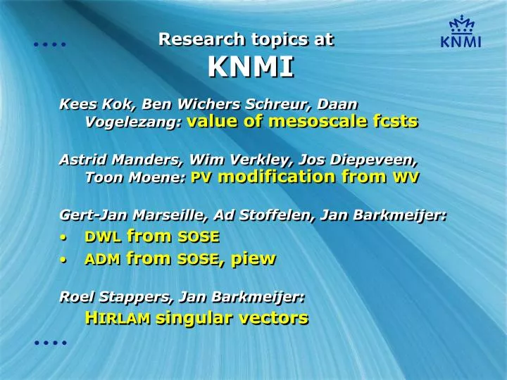 research topics at knmi