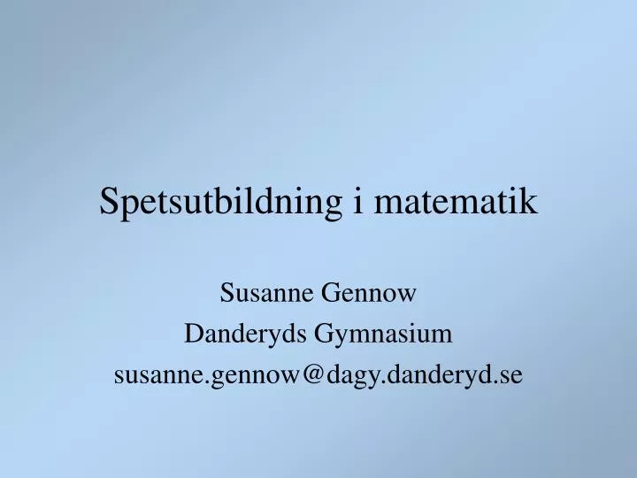 spetsutbildning i matematik