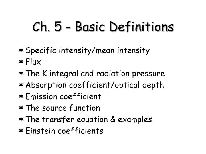 ch 5 basic definitions