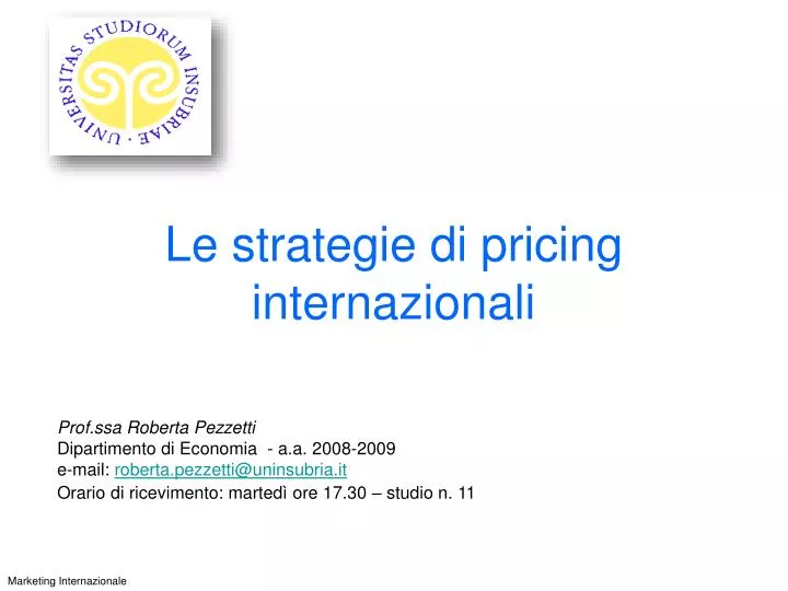 le strategie di pricing internazionali
