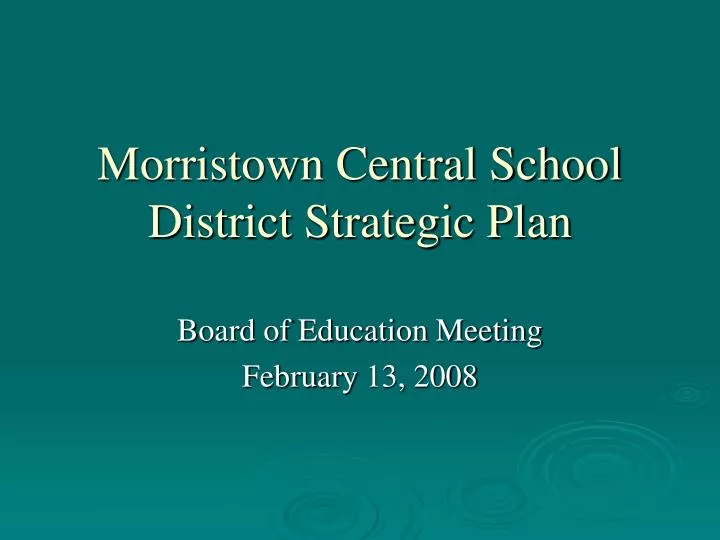 morristown central school district strategic plan